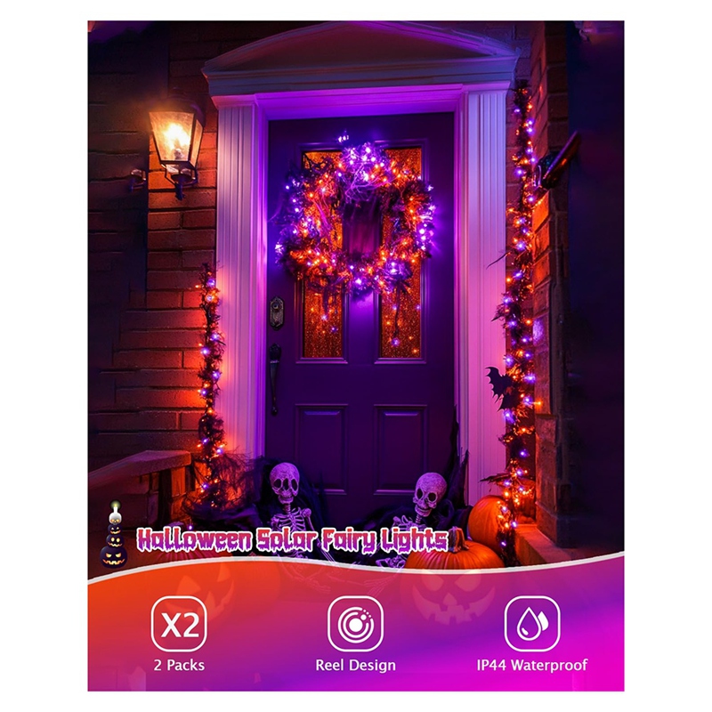 Halloween Led String Lights Orange - Luzes de Cordão Solares de Halloween