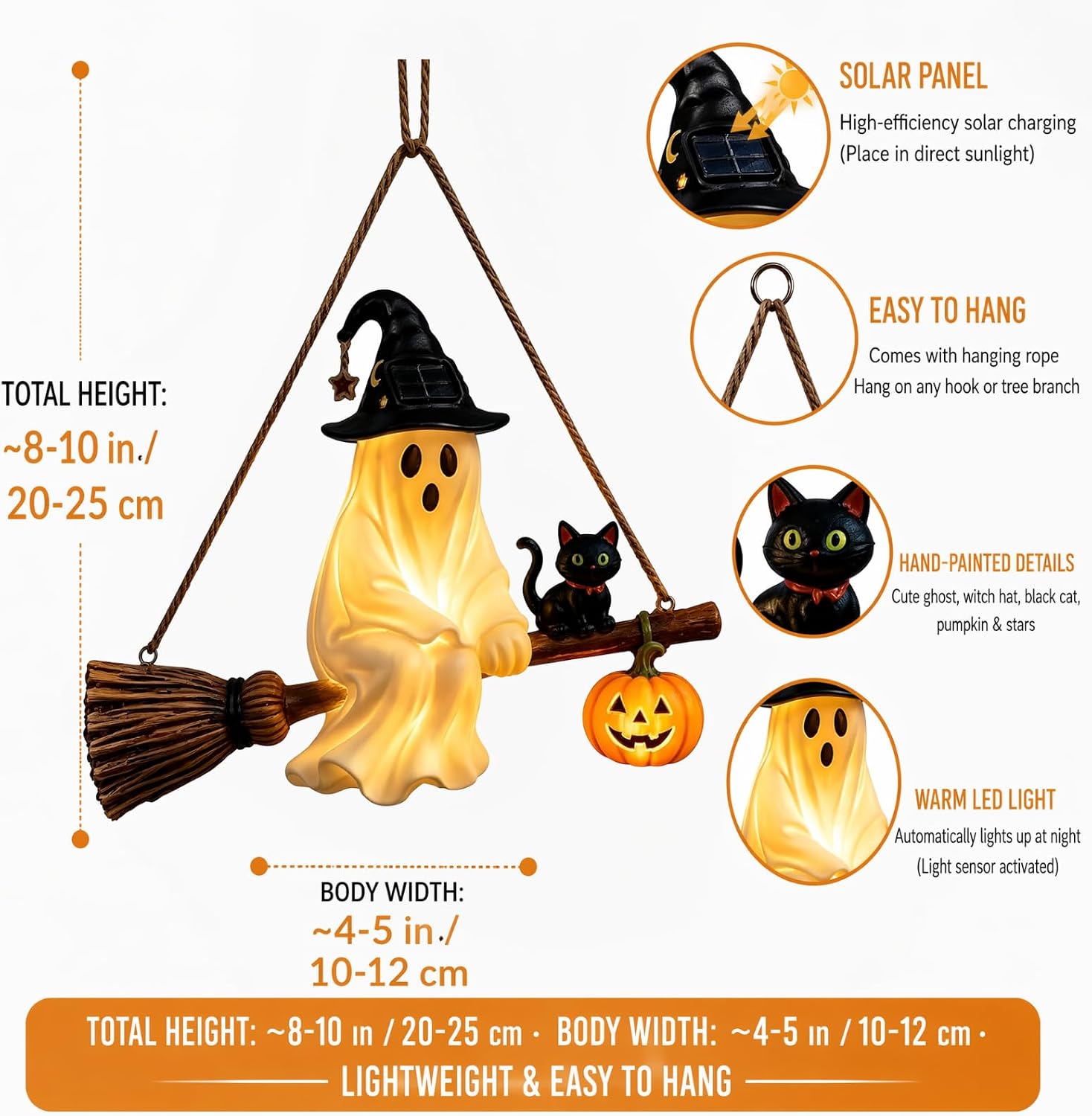 Pumpkin Lantern Halloween - Lustre Solar Fantasma, Lanterna de Halloween,