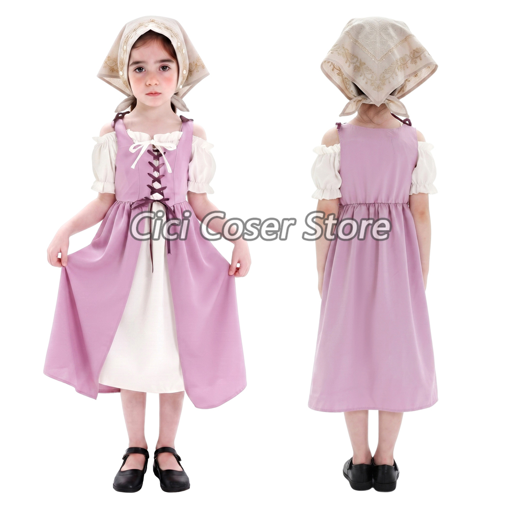 Halloween Costume Kids - Fantasia medieval para crianças, vestido vintage