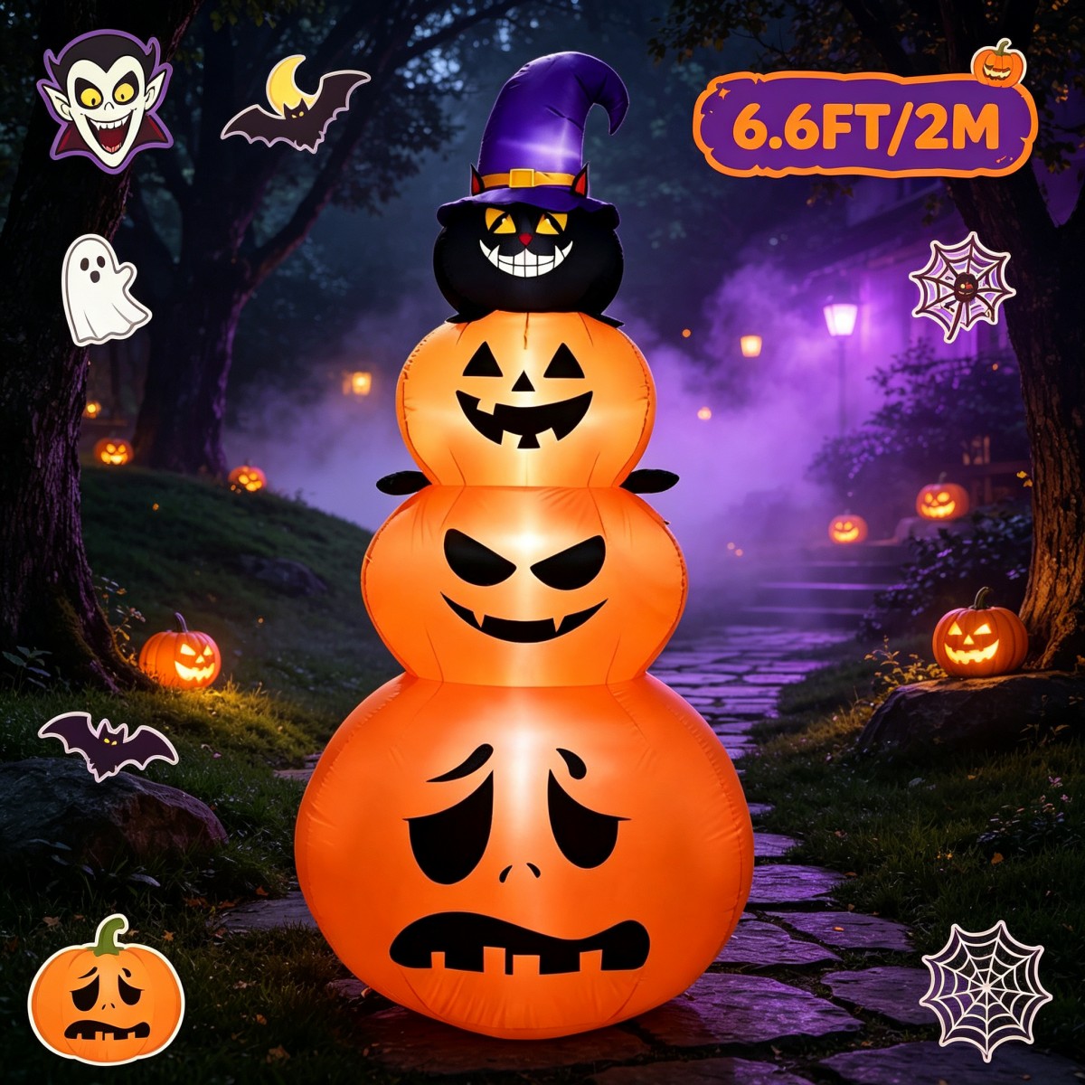 Halloween Pumpkin Decor Led - Decorações de Feriado ao Ar Livre: