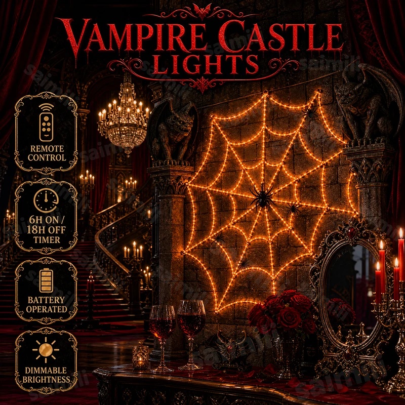 Luzes de cordão LED de teia de - Halloween Led String Lights Orange avaliação e preço
