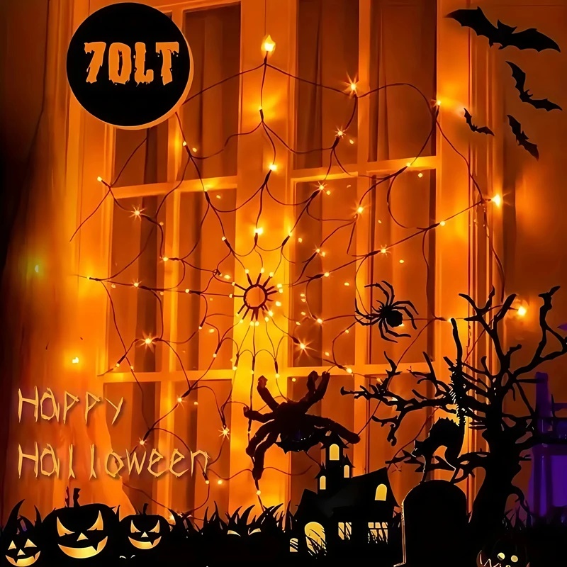 Luzes de cordão LED de teia de - Halloween Led String Lights Orange avaliação e preço