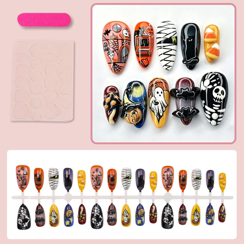 30 peças Novas Unhas Postiças  - Halloween Skeleton Decoration avaliação e preço